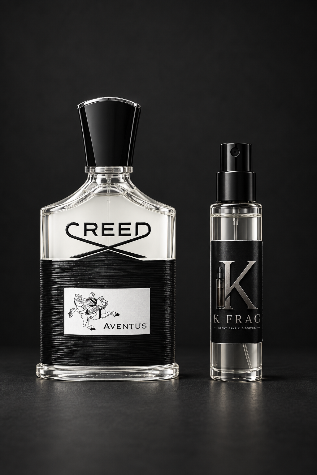 Creed Aventus и K FRAG декант един до друг