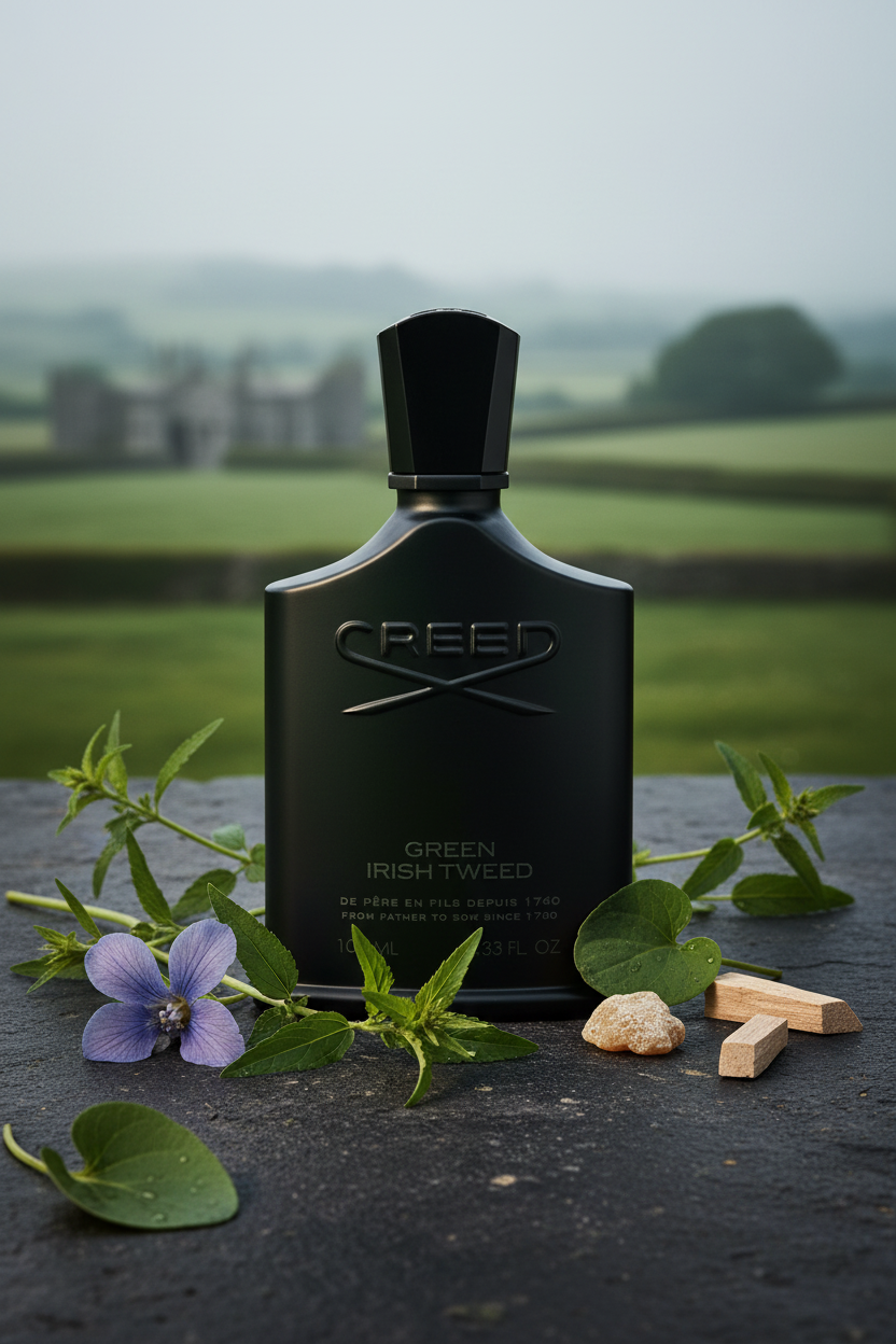 Creed Green Irish Tweed — Matte Black Irish Estate Campaign
