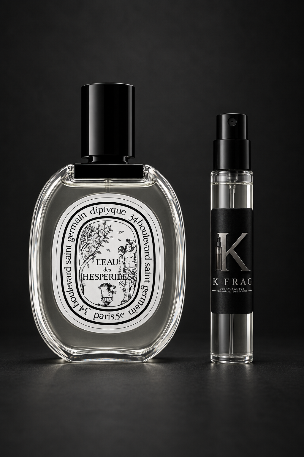 Diptyque L'Eau des Hespérides и K FRAG декант един до друг