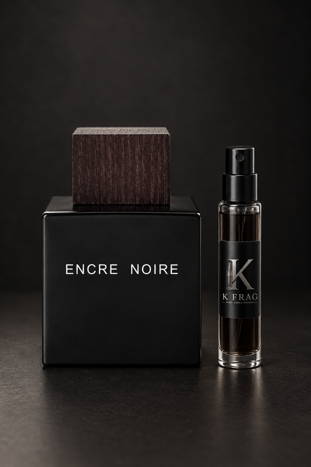 Премиум продуктова снимка на ENCRE NOIRE и K FRAG декант