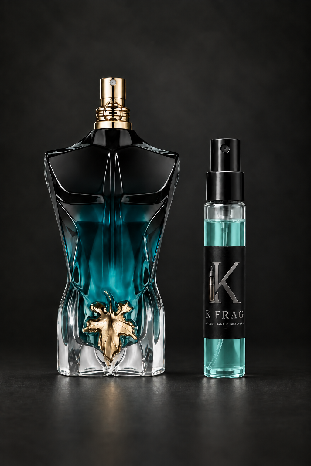 Le Beau Le Parfum със зелено-синя течност в деканта