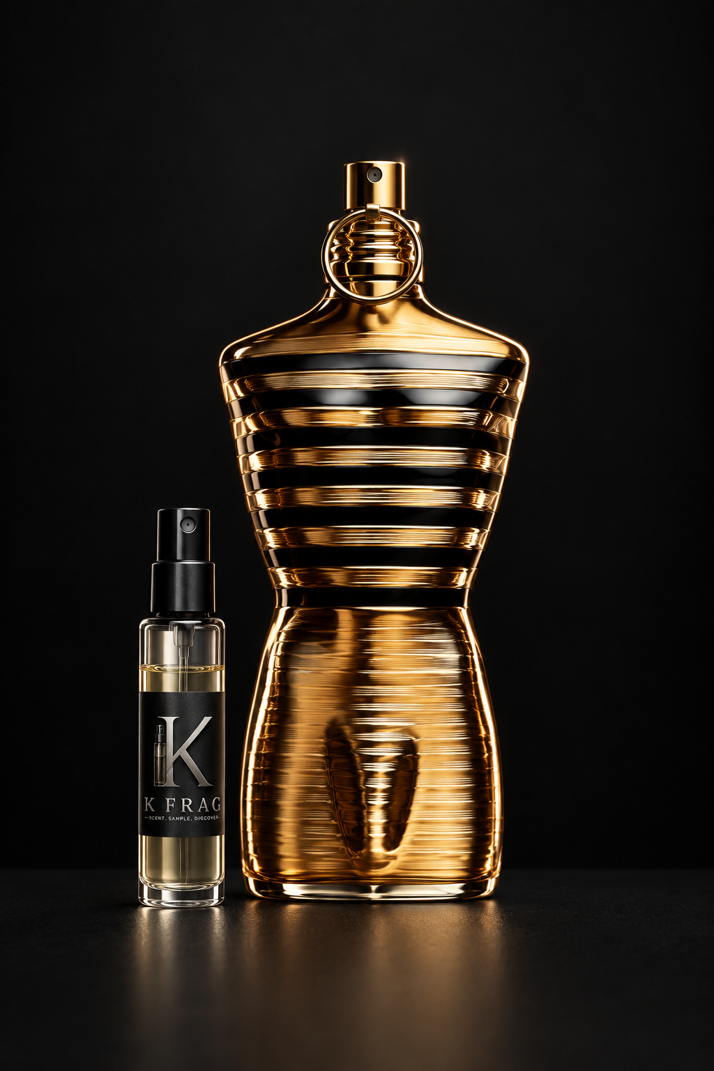 Le Male bottle with K FRAG 5 ml atomizer