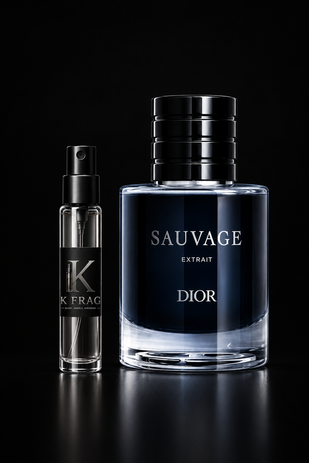 SAUVAGE EXTRAIT DIOR с прозрачен декант на черен фон