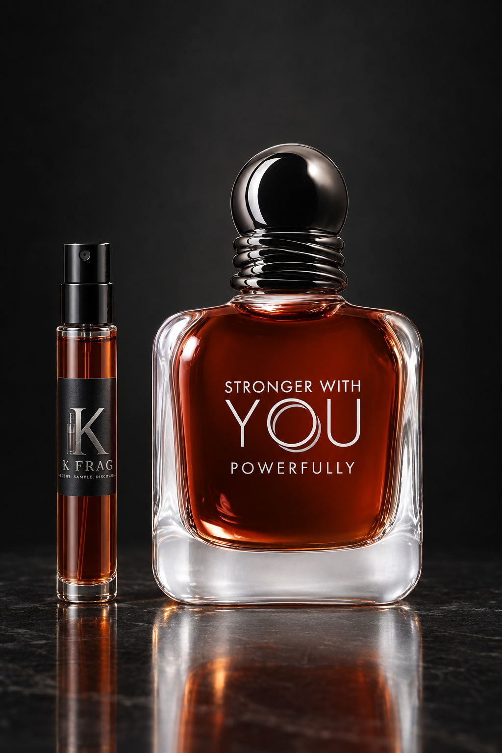 Премиум продуктова снимка на STRONGER WITH YOU и K FRAG декант